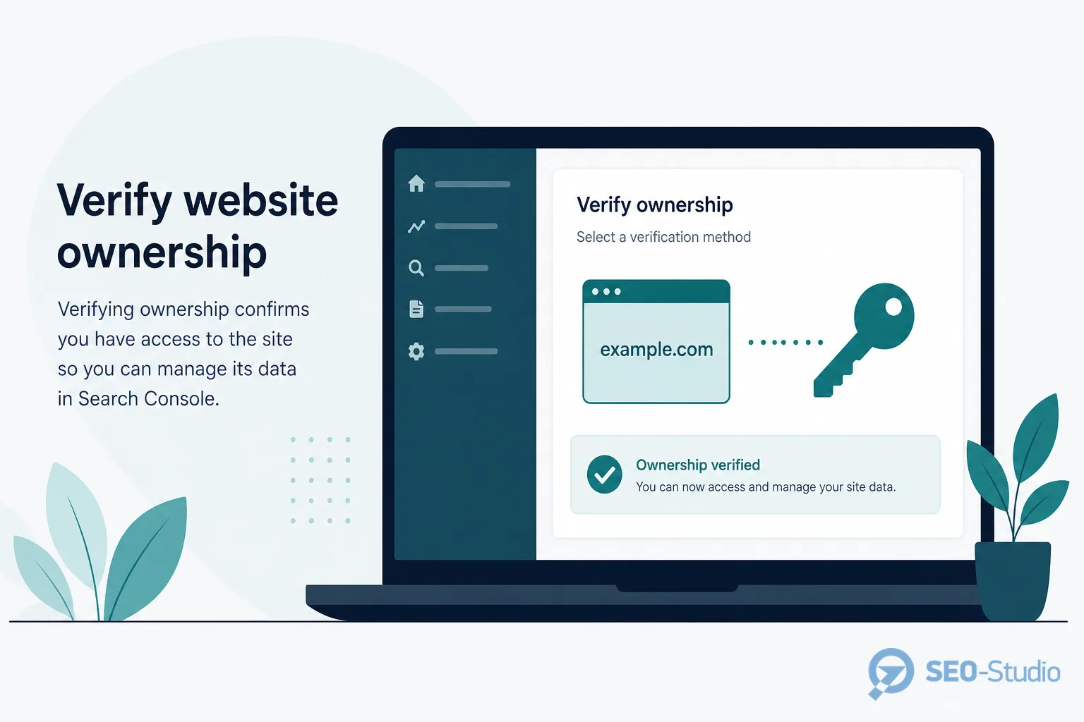 Экран добавления ресурса в Google Search Console с выбором DNS или HTML-тега