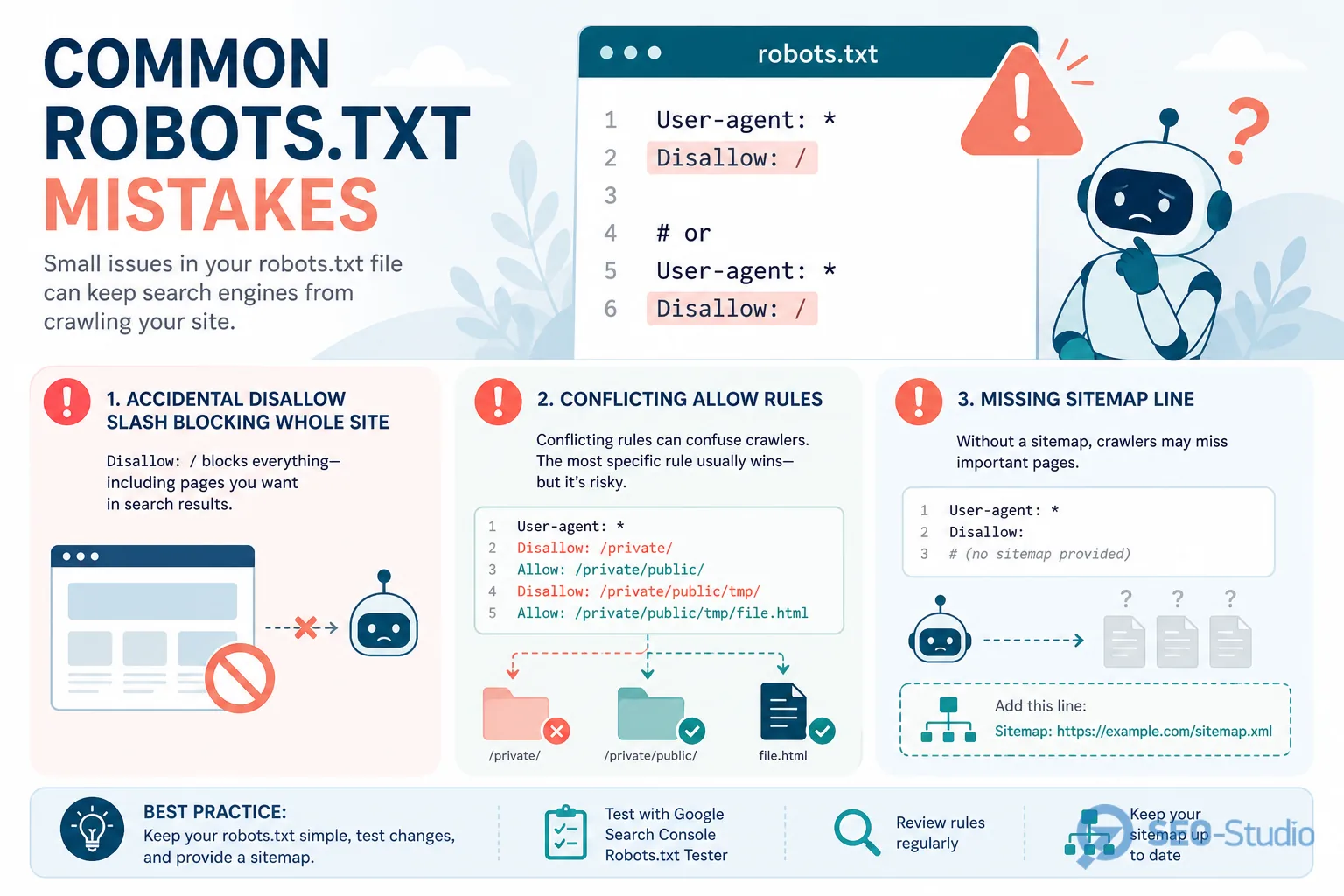 Схема конфлікту Disallow і noindex коли бот не бачить HTML