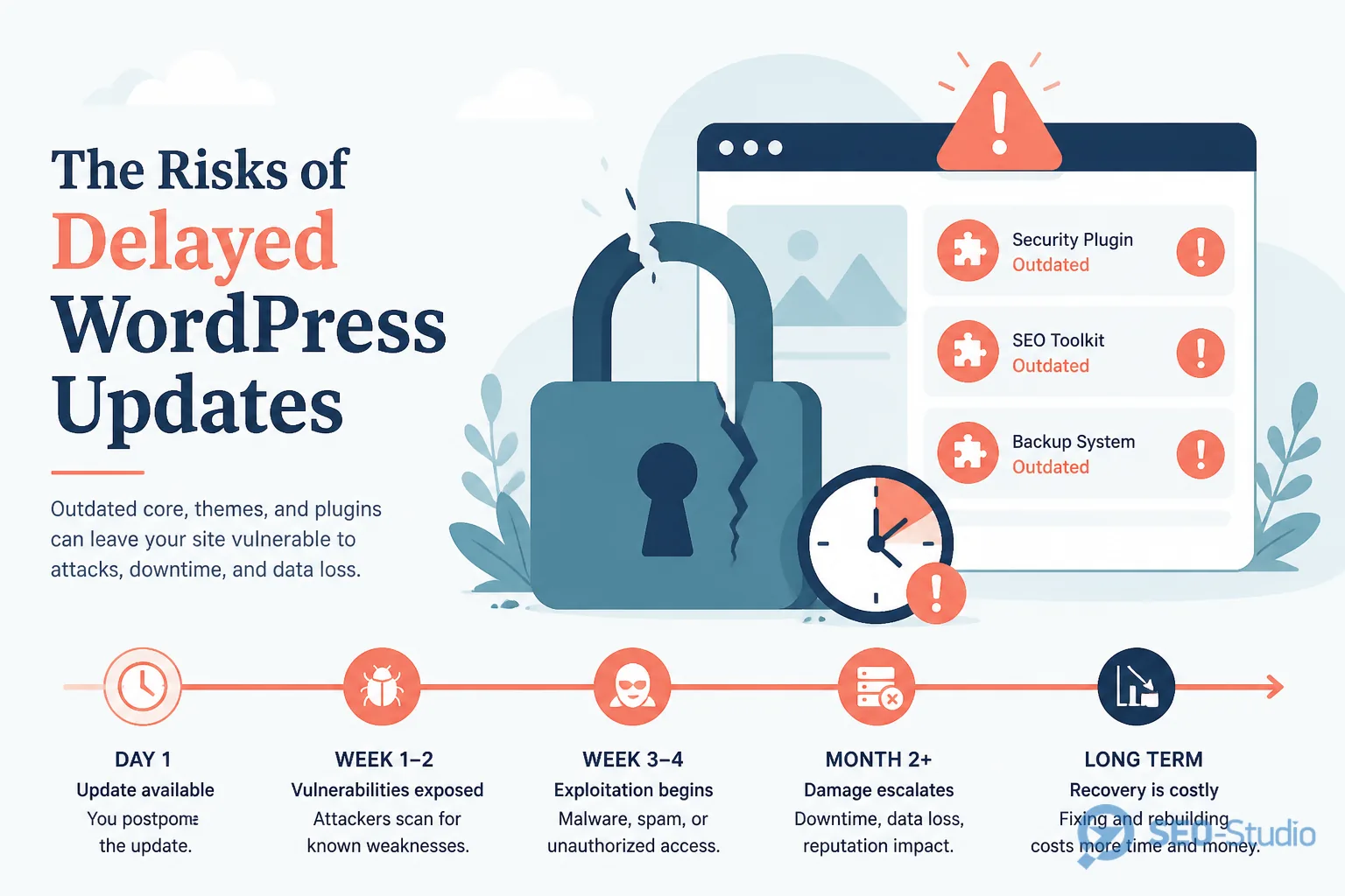 Безопасность WordPress чек-лист обновлений ядра тем и плагинов 1 Предупреждение об уязвимостях в устаревшем ядре теме и плагинах