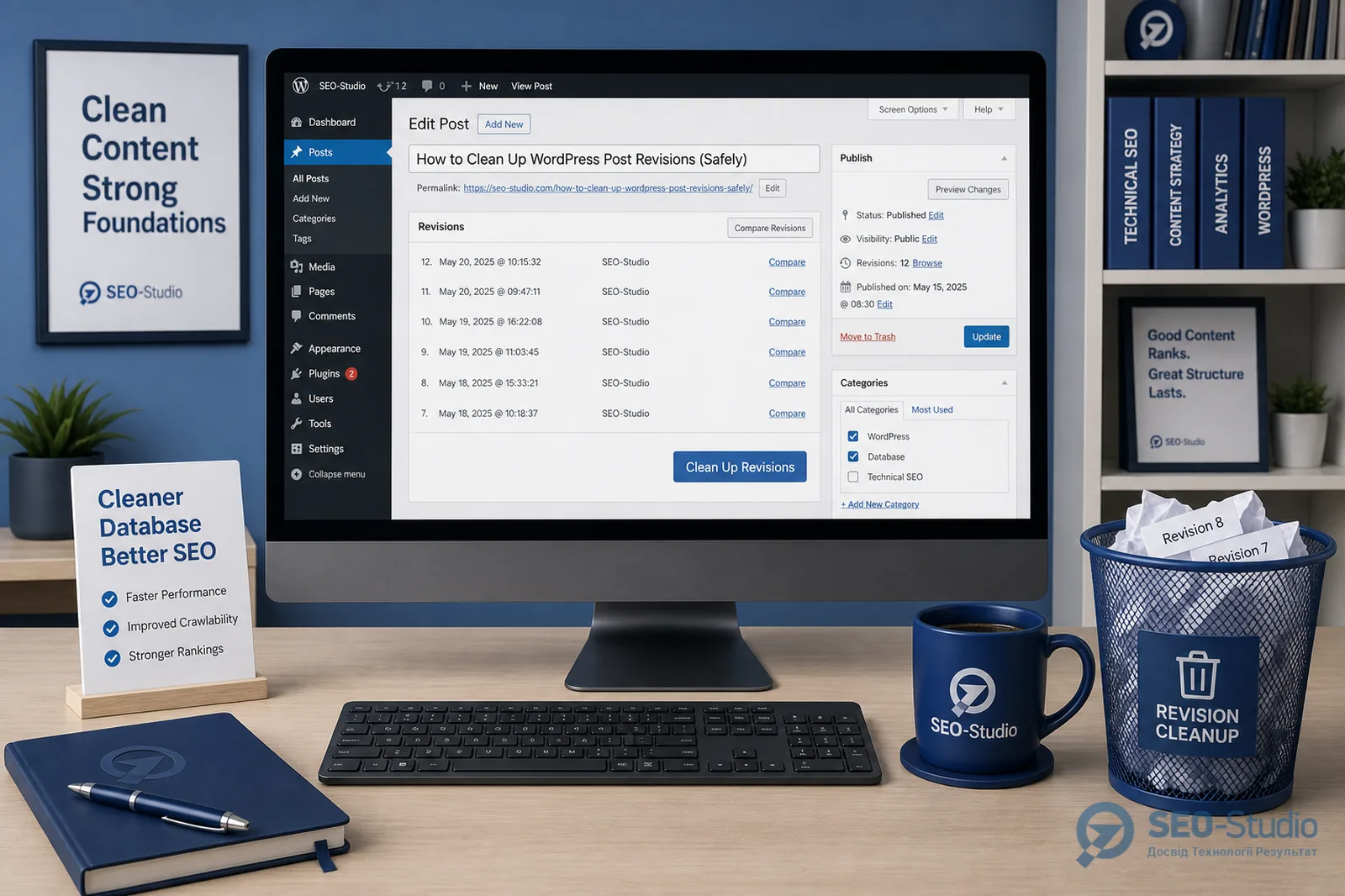 Database bloat revisions и TTFB в WordPress 1 Экран со списком ревизий поста и счётчиком строк в wp_posts