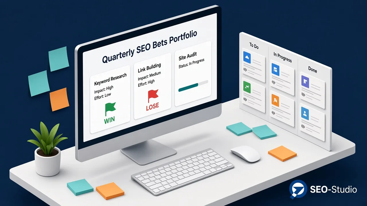 SEO-стратегія для бізнесу: як будувати систему росту 6 Портфель квартальних SEO-гіпотез з оцінкою impact/effort