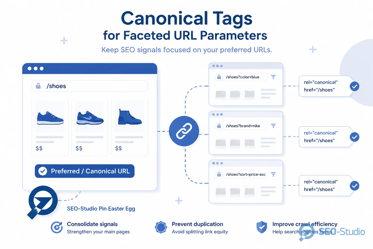 Схема self-canonical чистої категорії і параметричних URL з canonical на батька