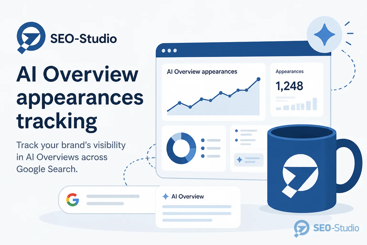 Як бренду потрапити в AI Overviews 3 Дашборд із частотою появи бренду в AI Overview і зміною кліків у GSC