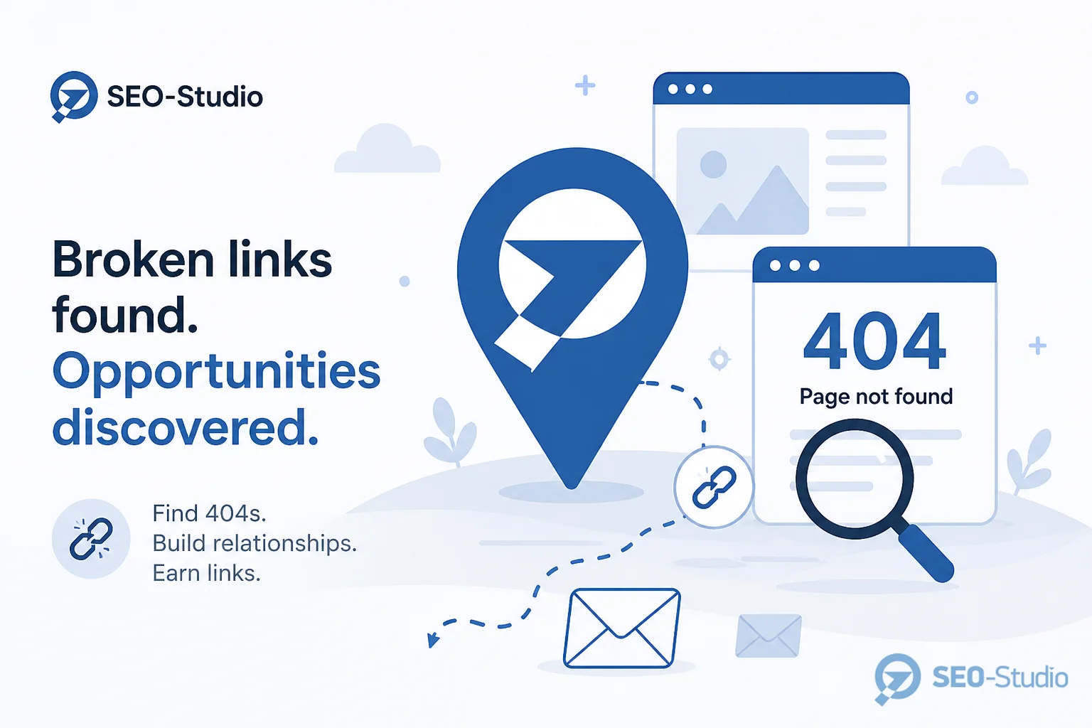 Специалист SEO находит битую ссылку и готовит outreach-письмо