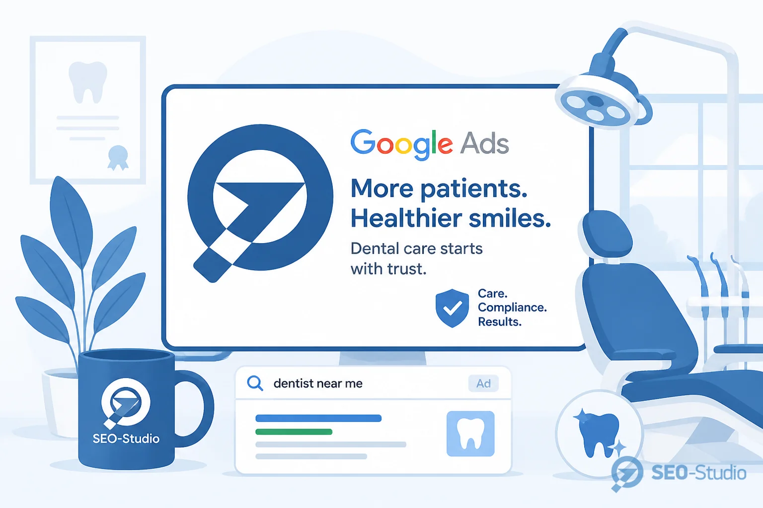 Как продвигать сайт стоматологии 3 Ноутбук с дашбордами Ads и аналитики для стоматологической клиники
